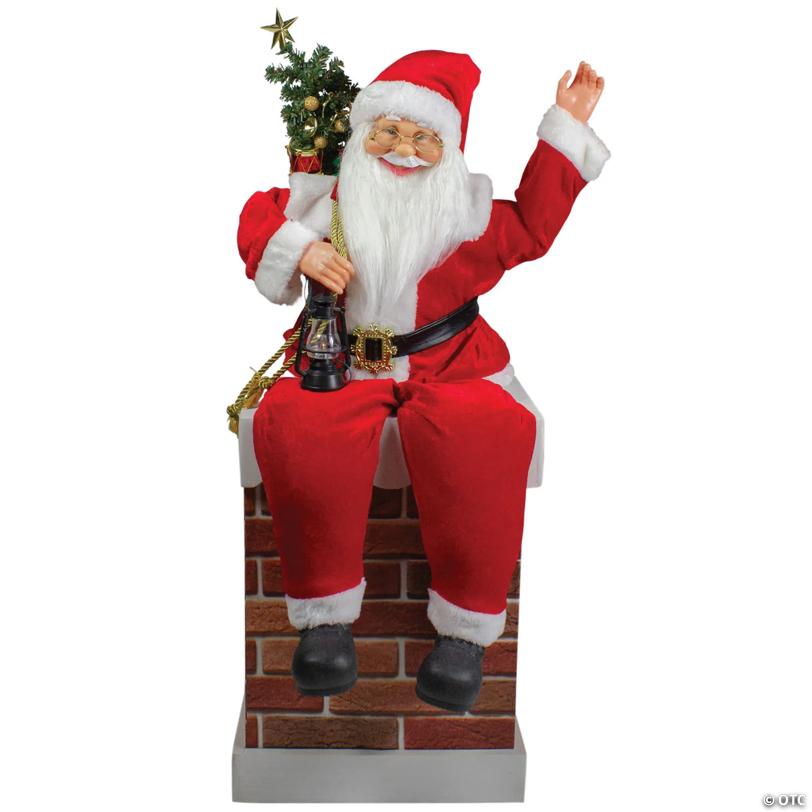 Northlight - 2.5' Santa Delivering Presents Down a Chimney Christmas Decoration