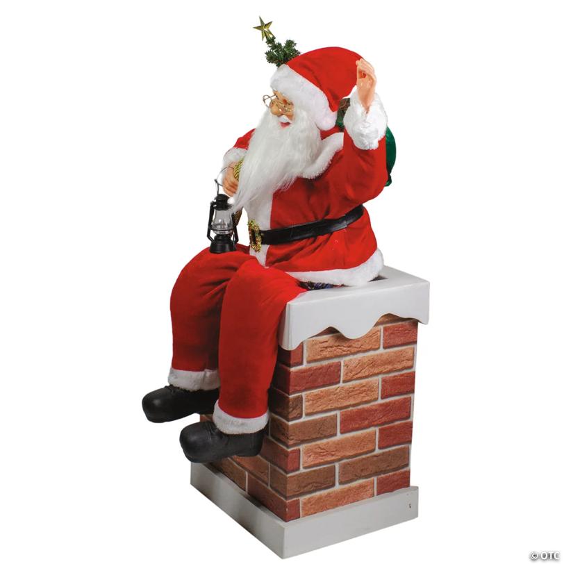Northlight - 2.5' Santa Delivering Presents Down a Chimney Christmas Decoration