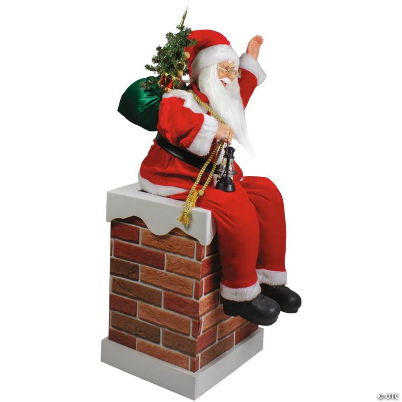Northlight - 2.5' Santa Delivering Presents Down a Chimney Christmas Decoration