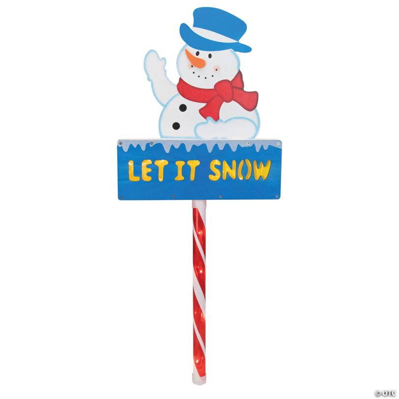 Northlight - 28.5" Pre-Lit Snowman 'LET IT SNOW' Christmas Lawn Stake - Clear Lights
