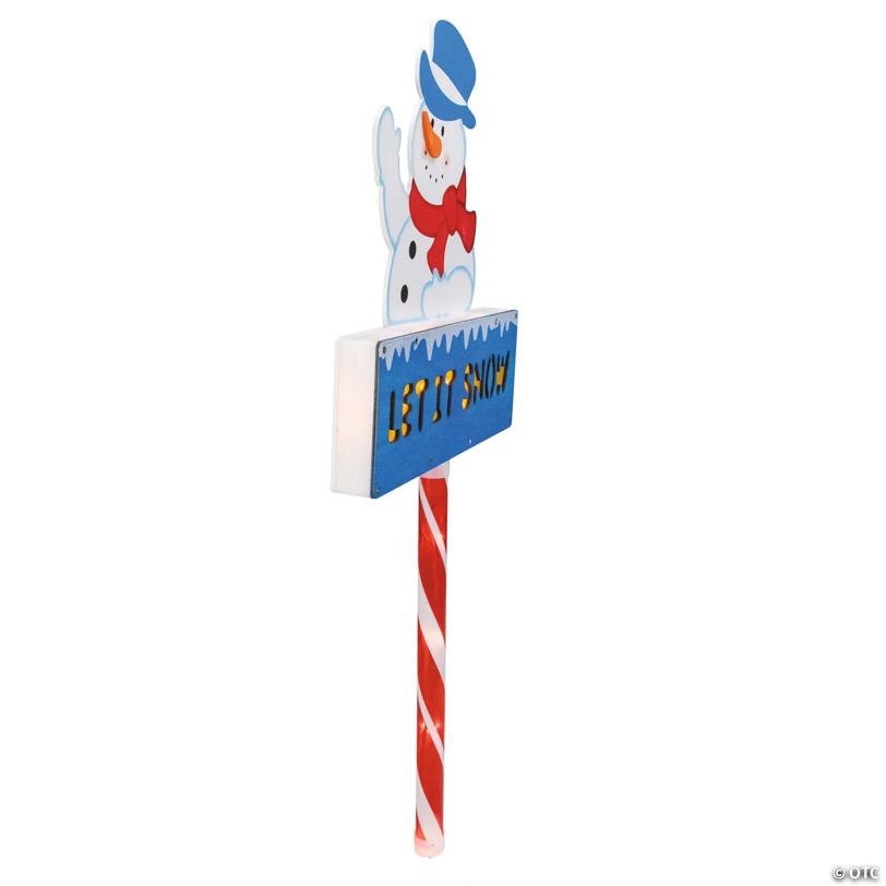 Northlight - 28.5" Pre-Lit Snowman 'LET IT SNOW' Christmas Lawn Stake - Clear Lights