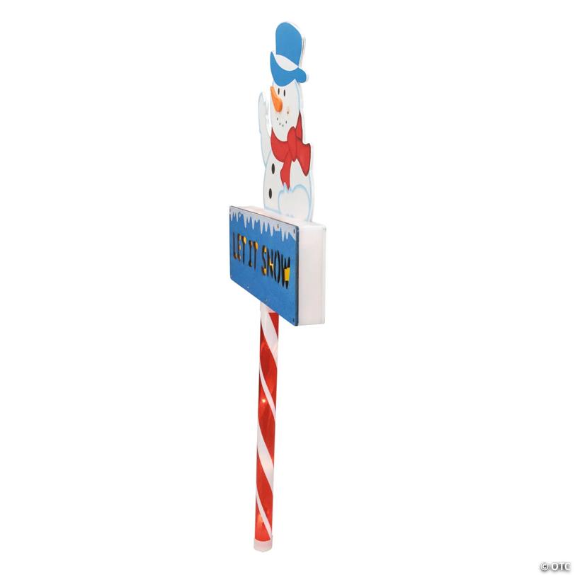 Northlight - 28.5" Pre-Lit Snowman 'LET IT SNOW' Christmas Lawn Stake - Clear Lights