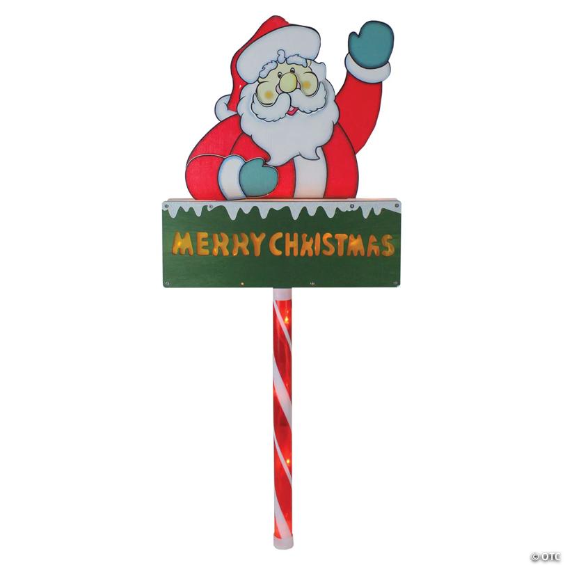 Northlight - 28" Lighted Santa Claus 'Merry Christmas' Lawn Stake - Clear Lights