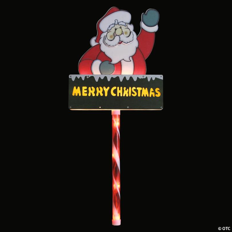 Northlight - 28" Lighted Santa Claus 'Merry Christmas' Lawn Stake - Clear Lights