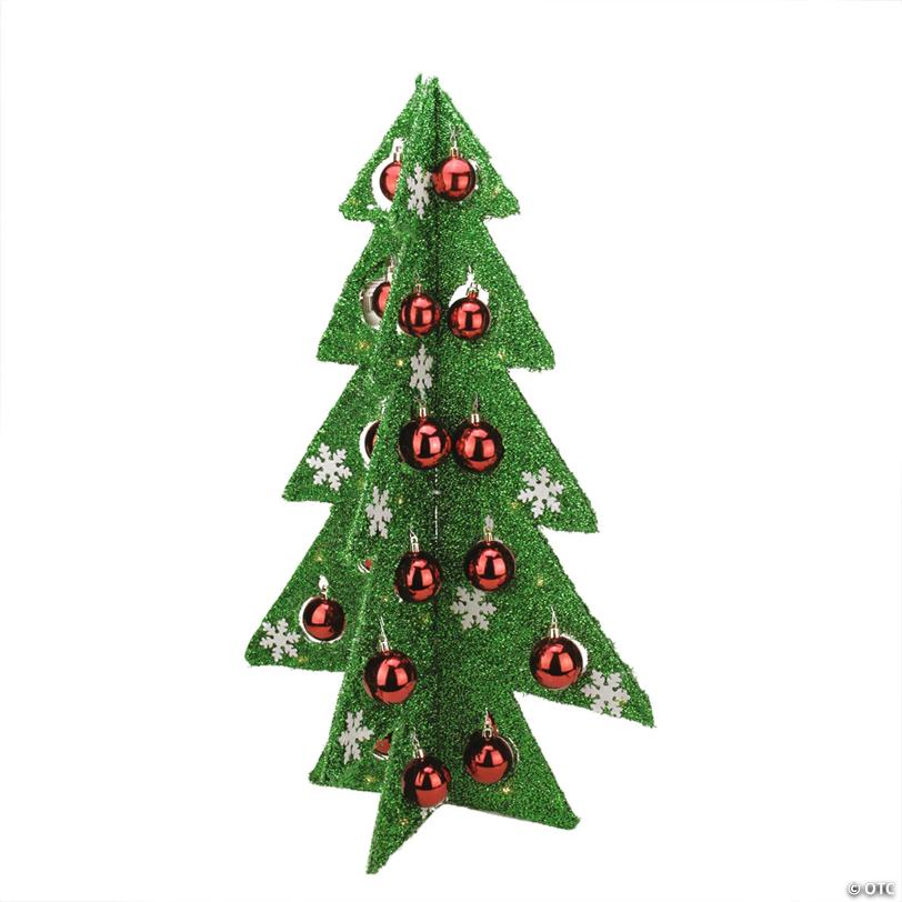Northlight - 28" Pre-Lit Battery Operated Green and Red LED Christmas Tree Tabletop Decor