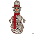 Northlight - 28" Pre-Lit Champagne Gold and Red Glittered Snowman Outdoor Christmas Yard Decor