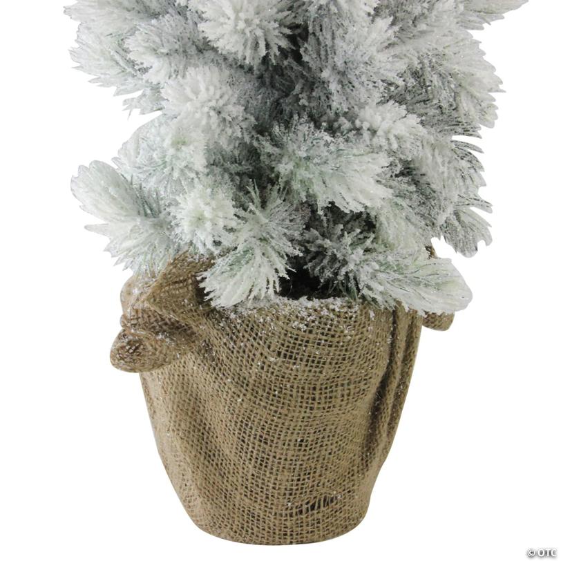 Northlight - 2' Potted Flocked Mini Pine Slim Christmas Tree with Berries - Unlit