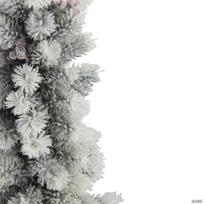 Northlight - 2' Potted Flocked Mini Pine Slim Christmas Tree with Berries - Unlit