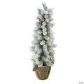 Northlight - 2' Potted Flocked Mini Pine Slim Christmas Tree with Berries - Unlit