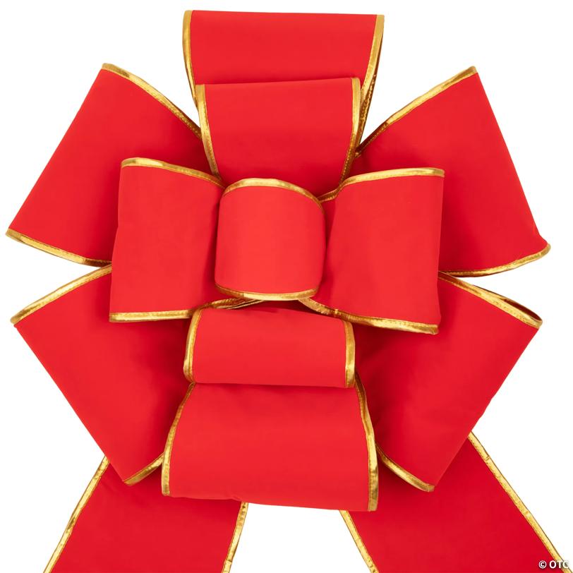 Northlight - 2' x 3' Giant Red Velveteen Christmas Bow with Gold Trim