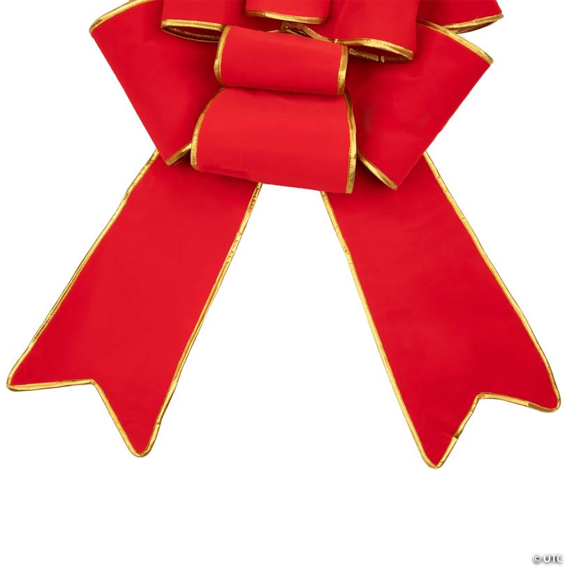 Northlight - 2' x 3' Giant Red Velveteen Christmas Bow with Gold Trim