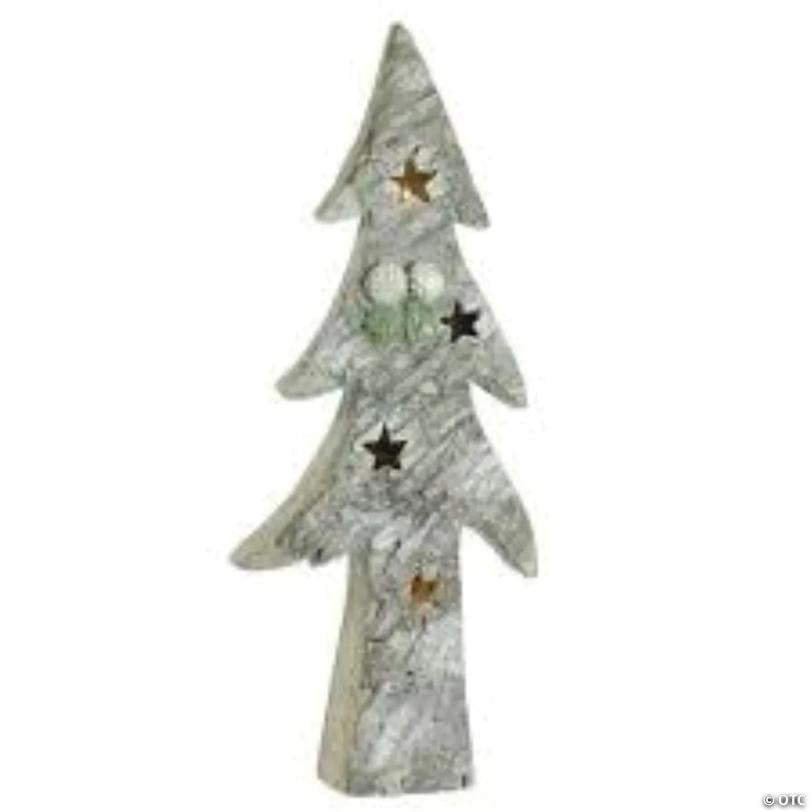 Northlight - 30" White and Green LED Lighted Glitter Artificial Christmas Tree Tabletop Decor