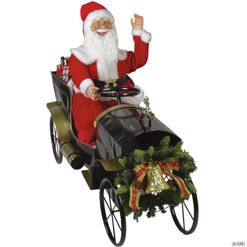 Northlight - 33" Santa Delivering Presents in a Vintage Car Christmas Decoration