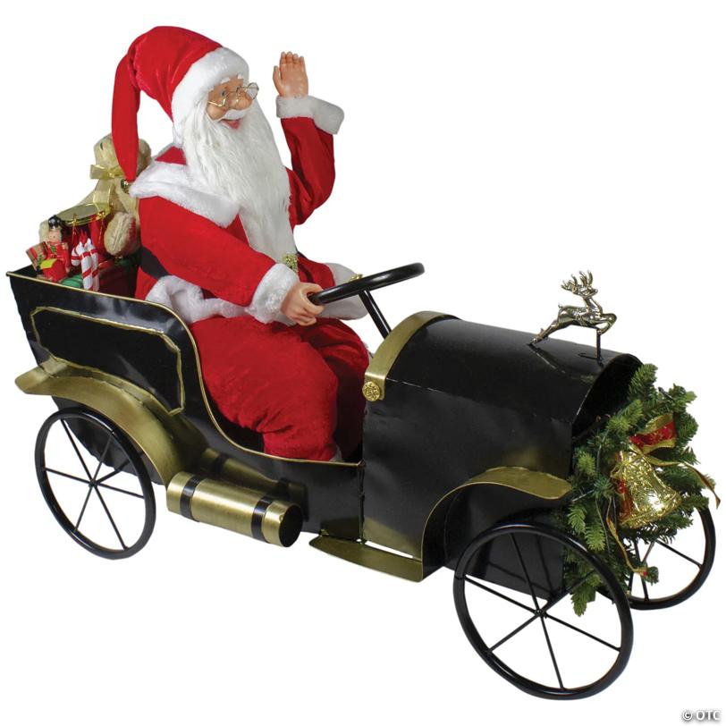 Northlight - 33" Santa Delivering Presents in a Vintage Car Christmas Decoration