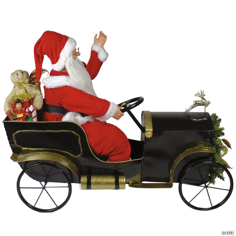 Northlight - 33" Santa Delivering Presents in a Vintage Car Christmas Decoration