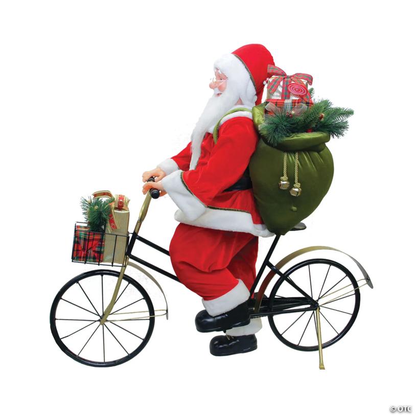 Northlight - 3.5' Santa Claus Riding a Bicycle Christmas Decoration