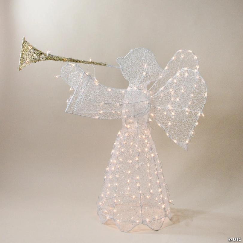 Northlight - 3.5' White 3D Pre-Lit Trumpeting Angel Outdoor Christmas Decoration
