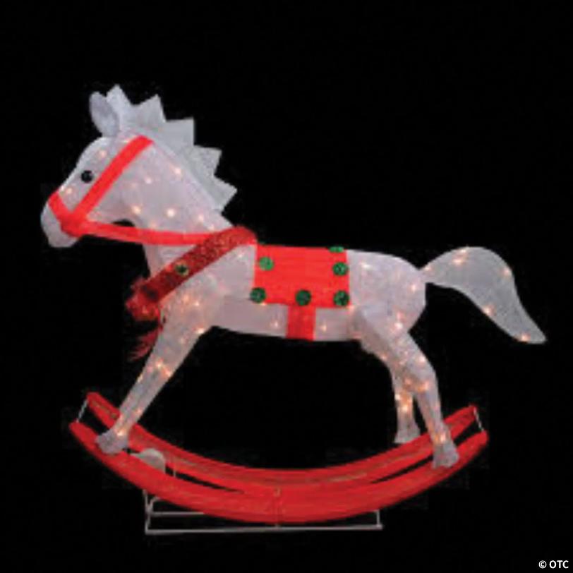 Northlight - 36" White and Red Light Glistening Rocking Horse Outdoor Christmas Decor