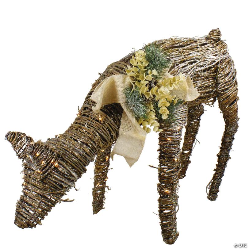 Northlight - 3' LED Drinking Rattan Deer Fawn Christmas Outdoor Decoration