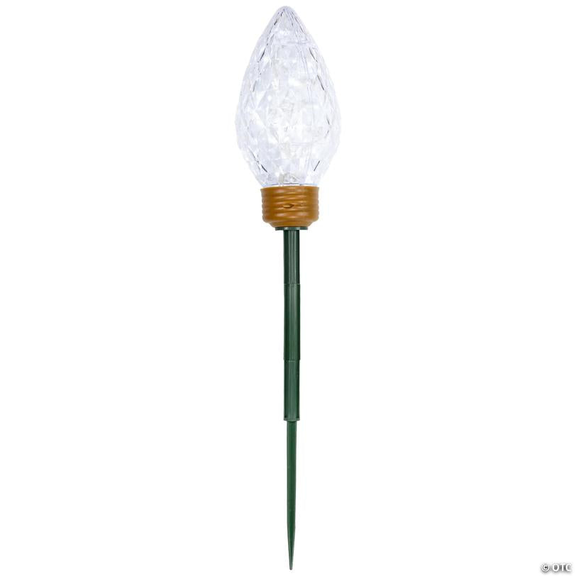 Northlight - 3ct Clear LED Jumbo C9 Bulb Christmas Pathway Marker Lawn Stakes - 3 ft White Wire
