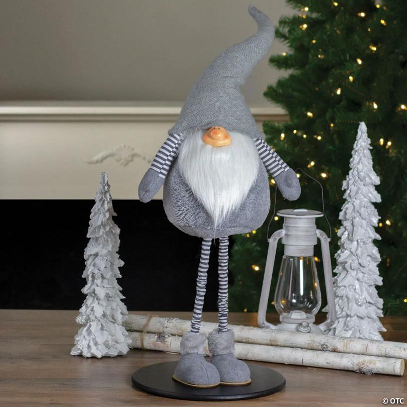 Northlight - 42" Gray and White Adjustable Height Chubby Smirking Gnome