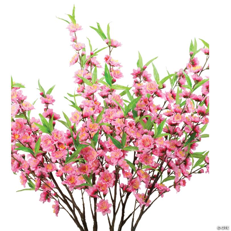 Northlight - 43.5" Potted Pink and Green Floral Peach Blossom Artificial Christmas Tree - Unlit