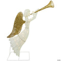 Northlight - 48" Lighted Glittered Silver and Gold Trumpeting Angel Christmas Outdoor Decoration