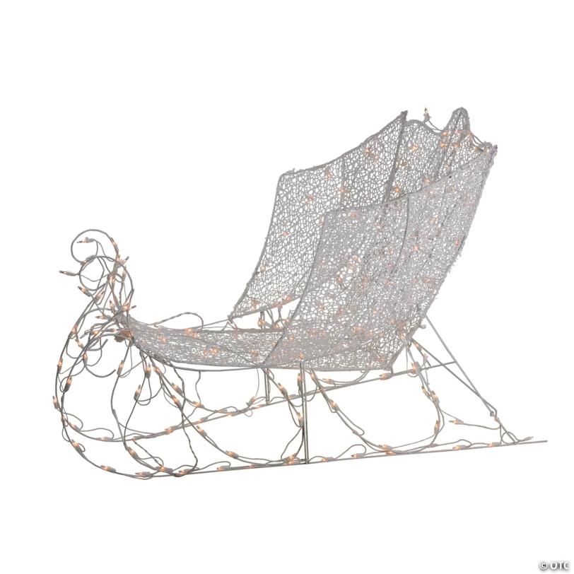 Northlight - 48" White Pre-Lit Crystal 3D Sleigh Christmas Outdoor Decor