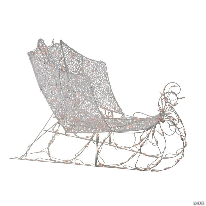 Northlight - 48" White Pre-Lit Crystal 3D Sleigh Christmas Outdoor Decor