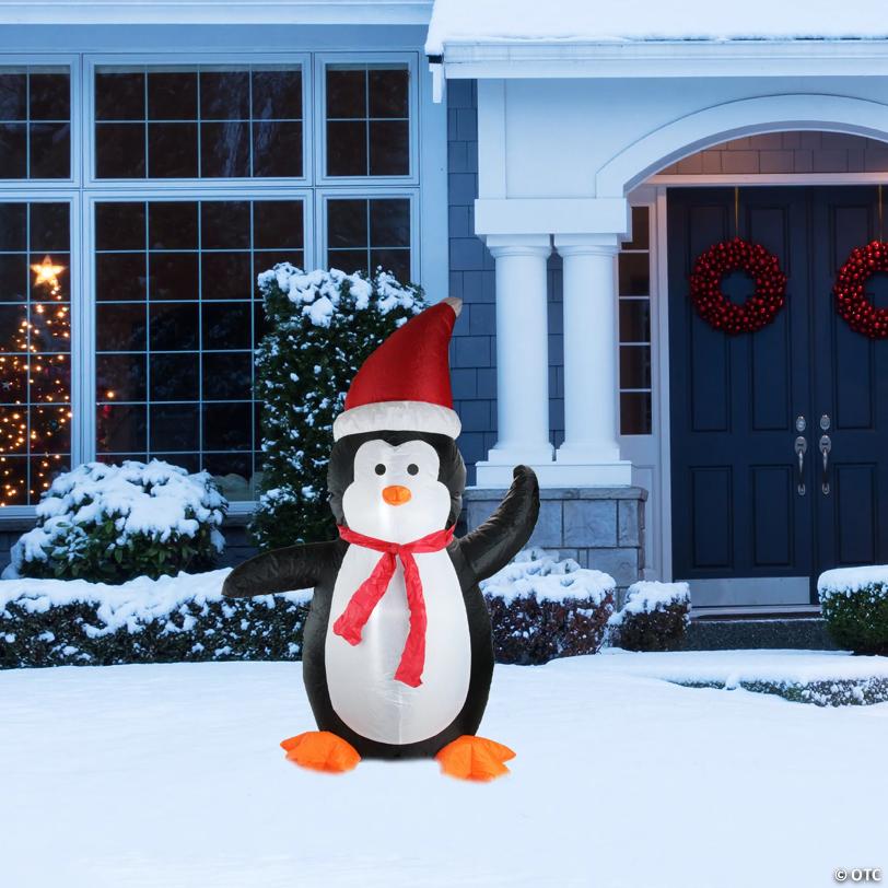 Northlight - 4' Inflatable Festive Penguin Christmas Yard Decor
