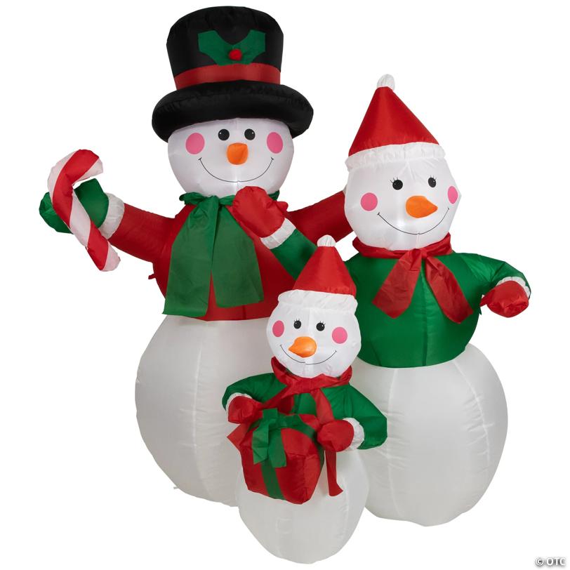Northlight - 4' Inflatable Snowman Family Lighted Christmas Outdoor Decor