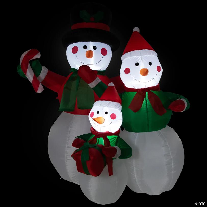 Northlight - 4' Inflatable Snowman Family Lighted Christmas Outdoor Decor