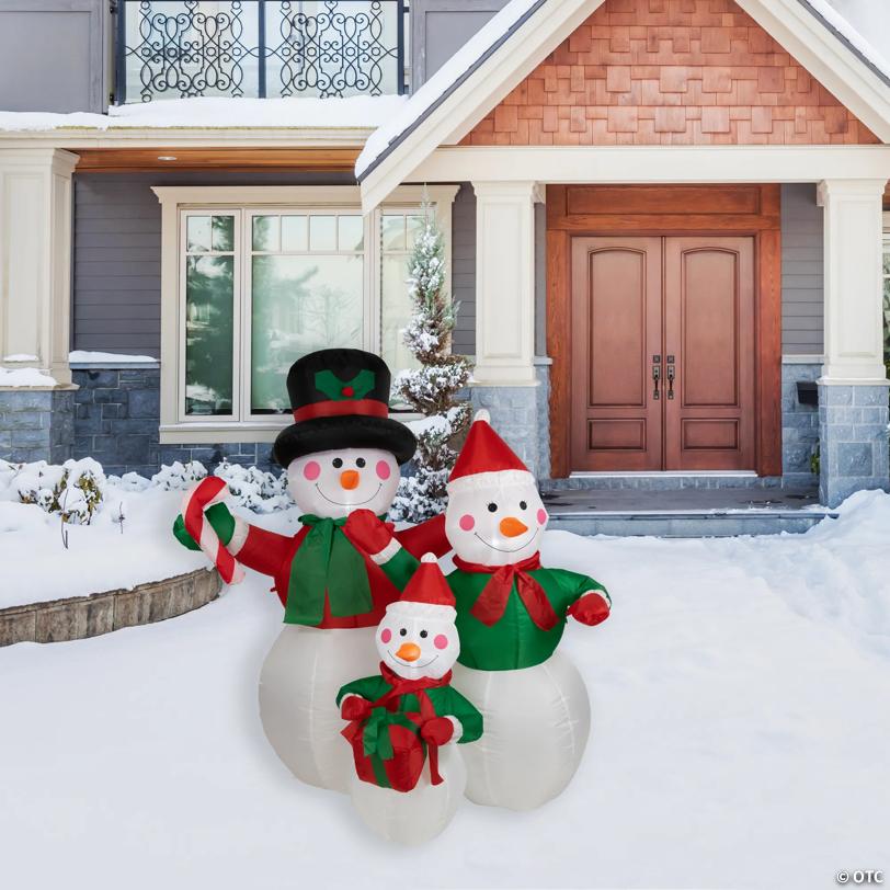 Northlight - 4' Inflatable Snowman Family Lighted Christmas Outdoor Decor