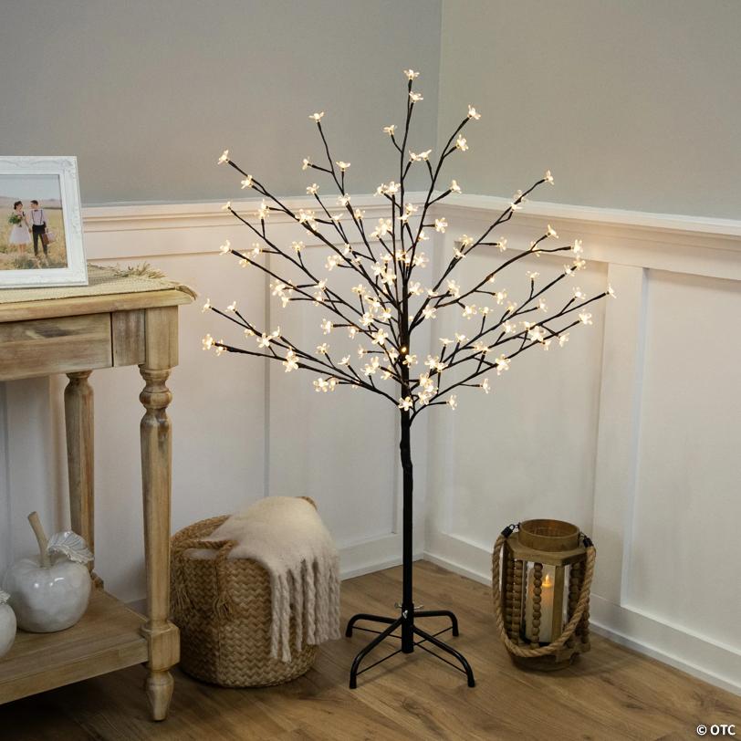 Northlight - 4' LED Pre-Lit Cherry Blossom Flower Outdoor Tree - Warm White Lights