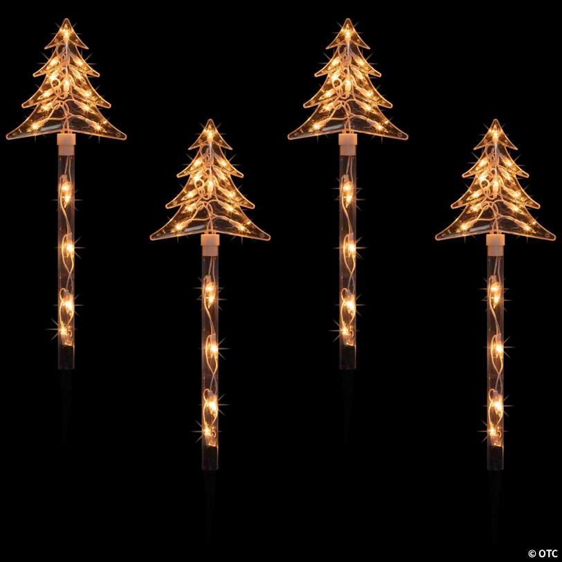 Northlight - 4ct Lighted Christmas Tree Pathway Marker with Lawn Stakes Outdoor Decor