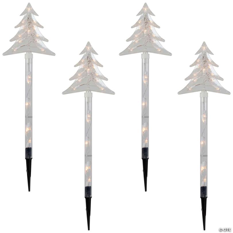 Northlight - 4ct Lighted Christmas Tree Pathway Marker with Lawn Stakes Outdoor Decor