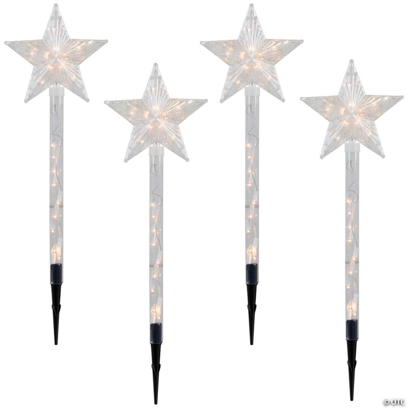 Northlight - 4ct Lighted Star Christmas Pathway Marker with Lawn Stakes Outdoor Decor