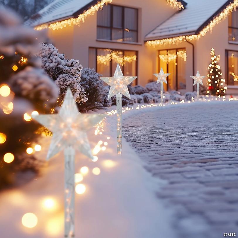 Northlight - 4ct Lighted Star Christmas Pathway Marker with Lawn Stakes Outdoor Decor