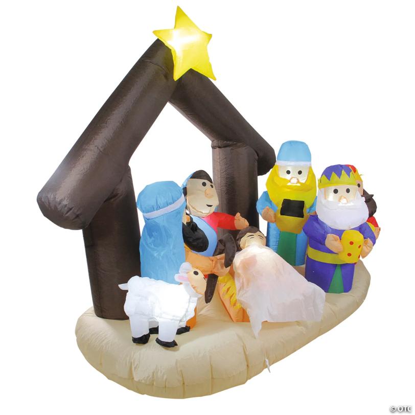 Northlight - 5.5' Inflatable Nativity Scene Lighted Christmas Outdoor Decoration