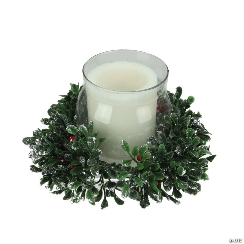 Northlight - 6" Boxwood with Berry Tipped Christmas Hurricane Centerpiece Decoration