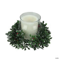 Northlight - 6" Boxwood with Berry Tipped Christmas Hurricane Centerpiece Decoration
