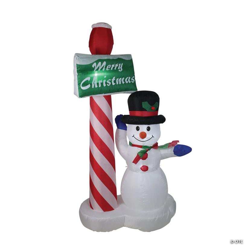 Northlight - 6' Inflatable Lighted Snowman with Merry Christmas Sign Christmas Yard Art Decoration