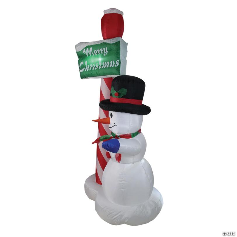 Northlight - 6' Inflatable Lighted Snowman with Merry Christmas Sign Christmas Yard Art Decoration