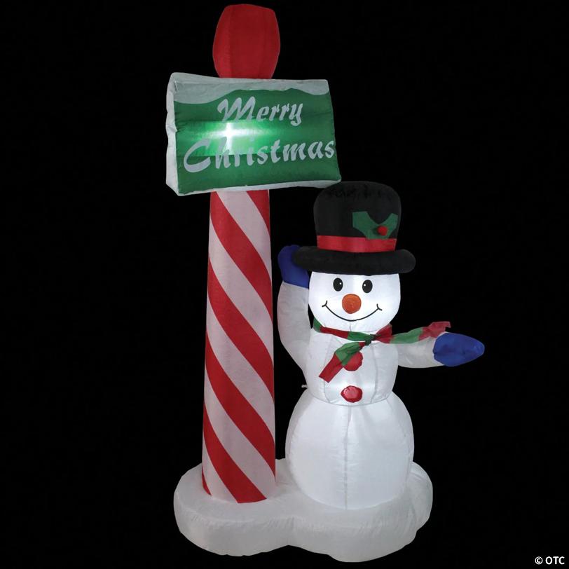 Northlight - 6' Inflatable Lighted Snowman with Merry Christmas Sign Christmas Yard Art Decoration