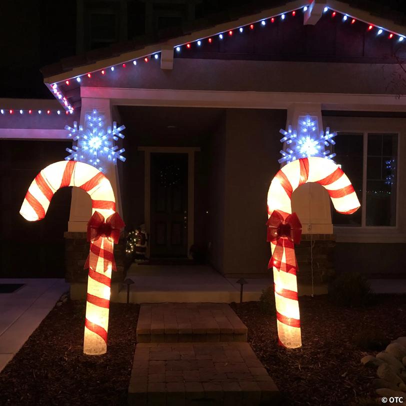 Northlight - 72" Pre-Lit Red and White Glitter Candy Cane Christmas Outdoor Decoration