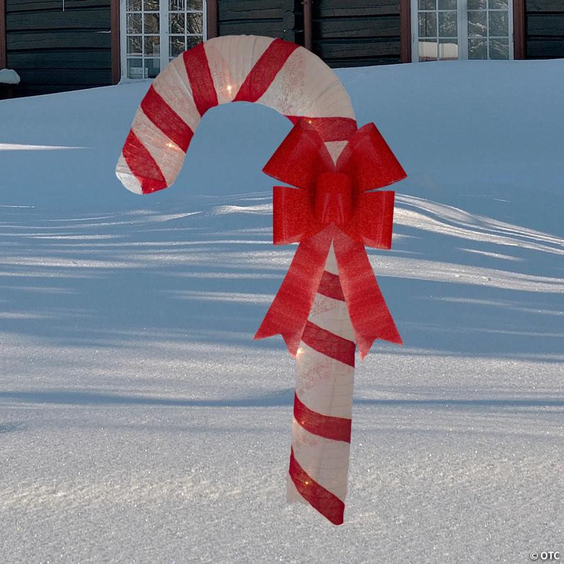 Northlight - 72" Pre-Lit Red and White Glitter Candy Cane Christmas Outdoor Decoration