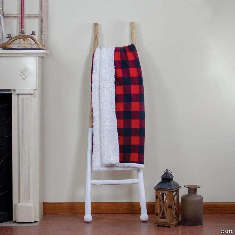 Northlight - Black and Red Bufalo Plaid Christmas Throw Cover with Sherpa Backing 52" x 60