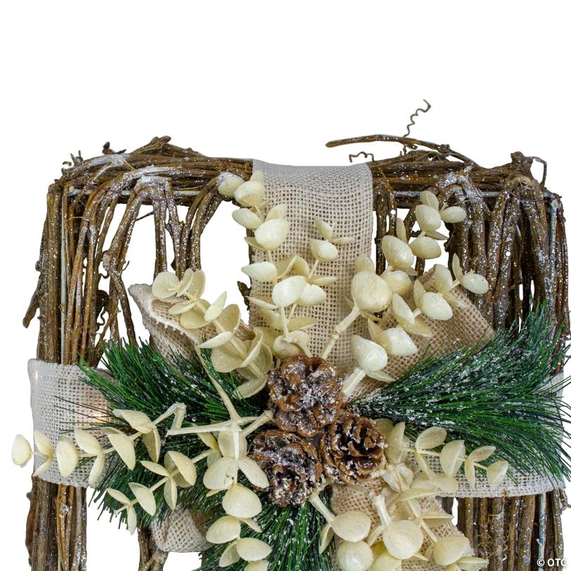 Northlight - Set of 3 Silver LED Rattan Christmas Gift Boxes With Pine Cones - 13