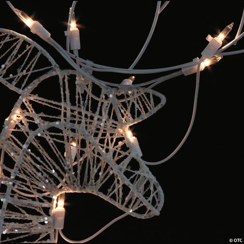 Northlight - Set of 3 White Glittered Doe  Fawn and Reindeer Lighted Christmas Outdoor Decoration