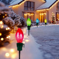 Northlight - Set of 4 Lighted Multi-Color Jumbo C7 Bulb Christmas Pathway Marker Lawn Stakes Outdoor Decor